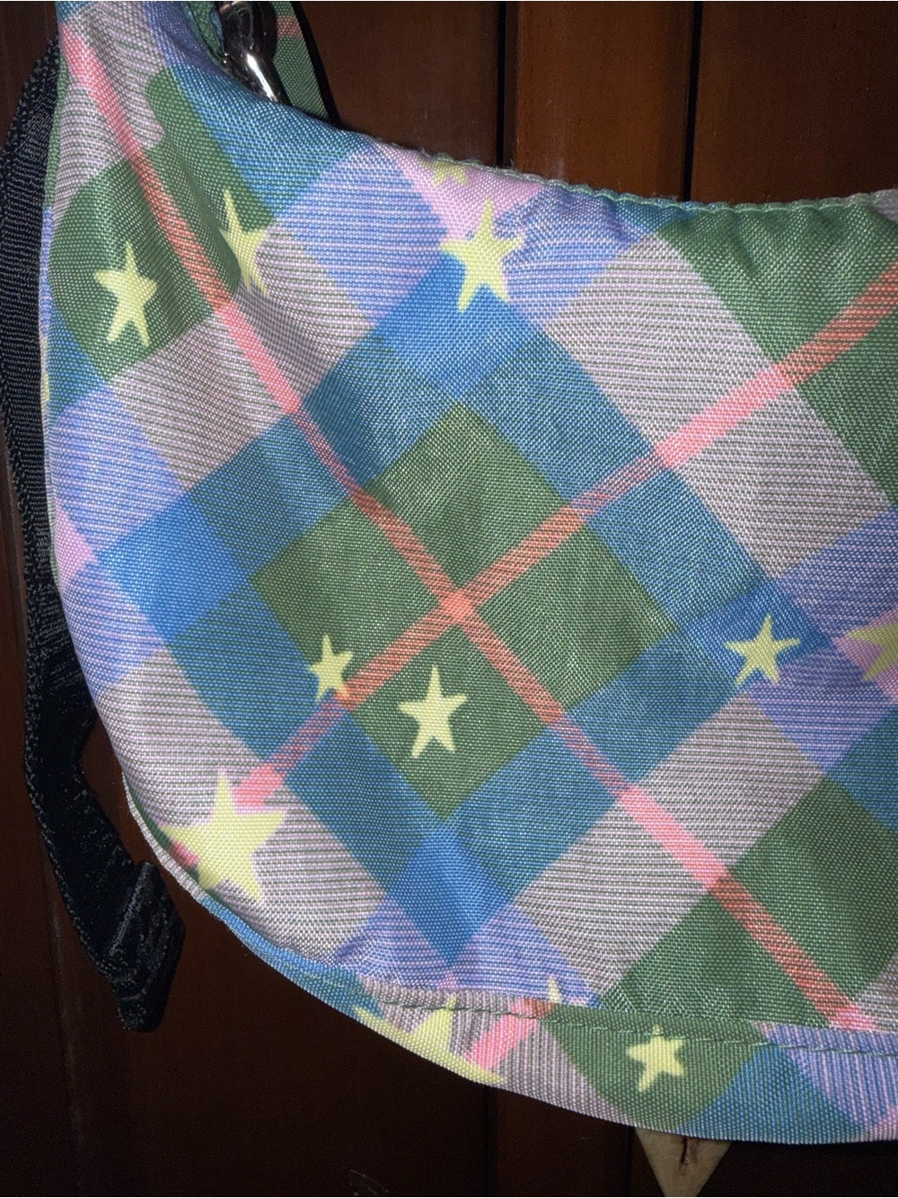 BAGGU Green Star Plaid Small Crescent Shoulder Bag - Picture 3 of 3